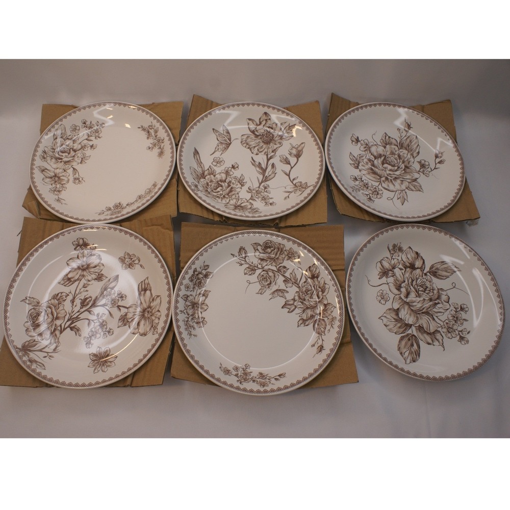 The Pioneer Woman Agatha Stoneware Appetizer Plate, Brown, Set of 6 Cottagecore